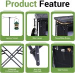 Portable Charcoal Grill, Folding Camping Grills + Camping Kitchen Station, Camping Table, Picnic Table, Grill Table, Folding Table - Image 10